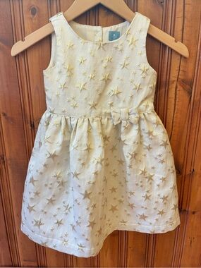 BabyGAP Girls Cream Dress with Gold Star Appliqué